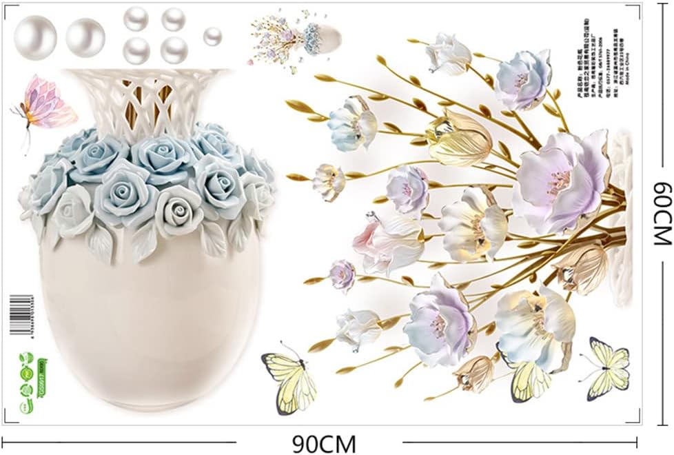 Three-dimensional vase wall stickers living room wall decoration stickers bedroom background wall self-adhesive wall flowers  GS9917  Size: 60x90cm