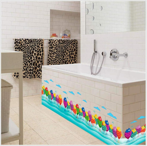 Sk7011 Cartoon Colorful Fish Classroom Children 'S Bedroom Skirting Decoration Wall Stickers Bedroom Living Room Wall Stickers