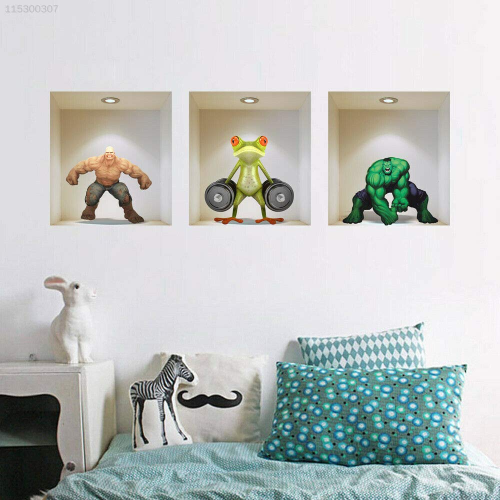 F63D 325 * 295mm Decoration 3D Wall Mural Room Cartoon PVC 3D Mural z-005 3 pieces