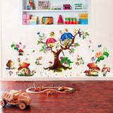 Xh9272Fairy Garden Wall Stickers Tree Mushroom House Wall Decals Mural for Girls Bedroom Nursery Living Room