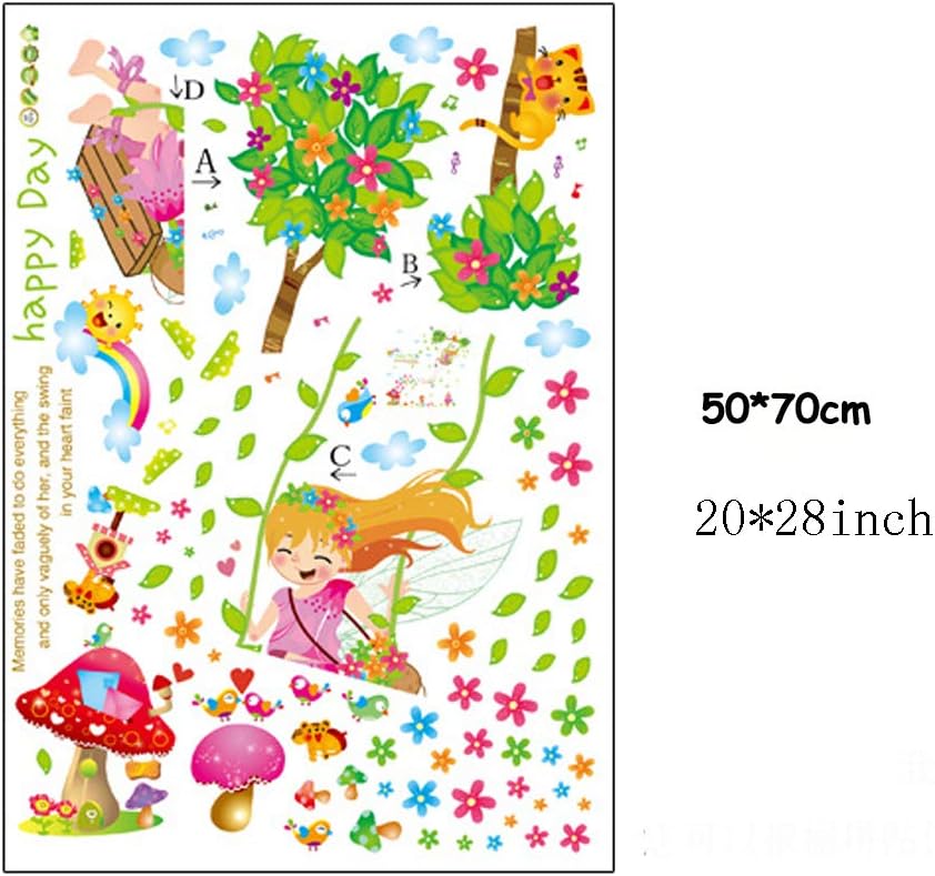 Fashionbeautybuy - Adhesivo decorativo para pared, diseño de flores de arco iris, para decoración del hogar, papel pintado de PVC, para sala de estar, adultos, adolescentes y niños size 50x70 ay7270