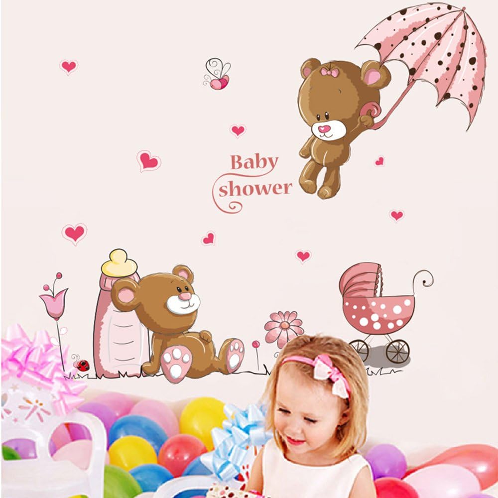 Creative Cartoon Cute Bear Wall Stickers Baby Girl Bedroom Room Jm8355