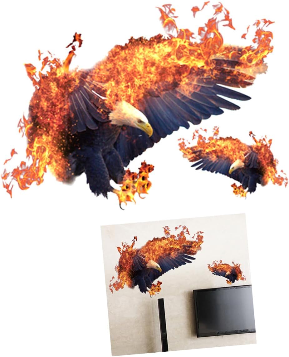 Mikikit Eagle Flame Wall Sticker Removable Mural Decal Eagle Wall Decor for Boys and Girls Bedroom Living Room size 50x70 sk7124