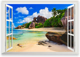 Modern Seascape Painting. Seaside Nature Landscape Painting. Beach Rocks Canvas Wall Art Poster. Window View Home Decor Picture. size  50x70cm ncs14239
