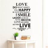 English Slogan Wall Stickers,Love Black and White self-Adhesive Wall Decals,Literature and Art Bedroom Porch Home Wall Decoration size 60x90 zy1304a