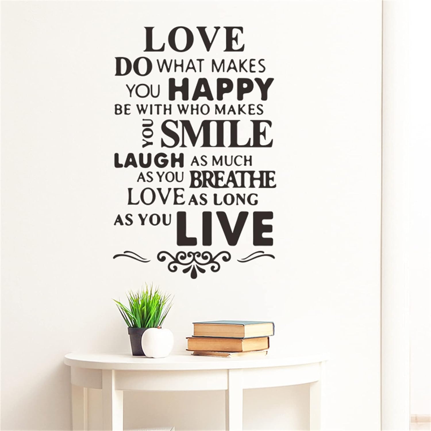 English Slogan Wall Stickers,Love Black and White self-Adhesive Wall Decals,Literature and Art Bedroom Porch Home Wall Decoration size 60x90 zy1304a