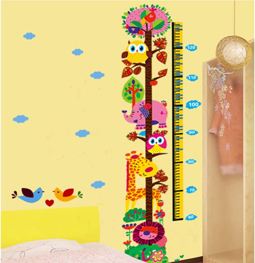 Cartoon Animals Growth Chart Wall Stickers Height Measurement Removable Wall Decals Home Decor size 50x70 xh6335