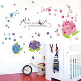 Romantic flower and butterfly design wall stickers, cartoon animals, removable heart-shaped wallpaper, home decor, PVC art mural, for babies size 50x70 xls7201