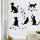 5 Pcs Black Cat Stickers Paw Patrol Party Wall Decal Butterfly Wall Decor, Removable Art Vinyl Door Decal Wallpaper for Family Bedroom Living Room Home Decorations size  30x60cm Nc1041