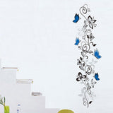 Wall Stickers Large Size PVC Art Decoration Removable Blue Butterfly Black Cane for Wedding Room Home Decals Mural Restaurant Bedroom Sitting Room Sofa TV Background by Kamay' size 50x70cm  ncs013