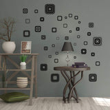 Jm8336 Wall Decal White/Black Squares Vinyl Wall Decals Stickers Peel and Stick Graphic Mural Square Boxes Kit Appliques