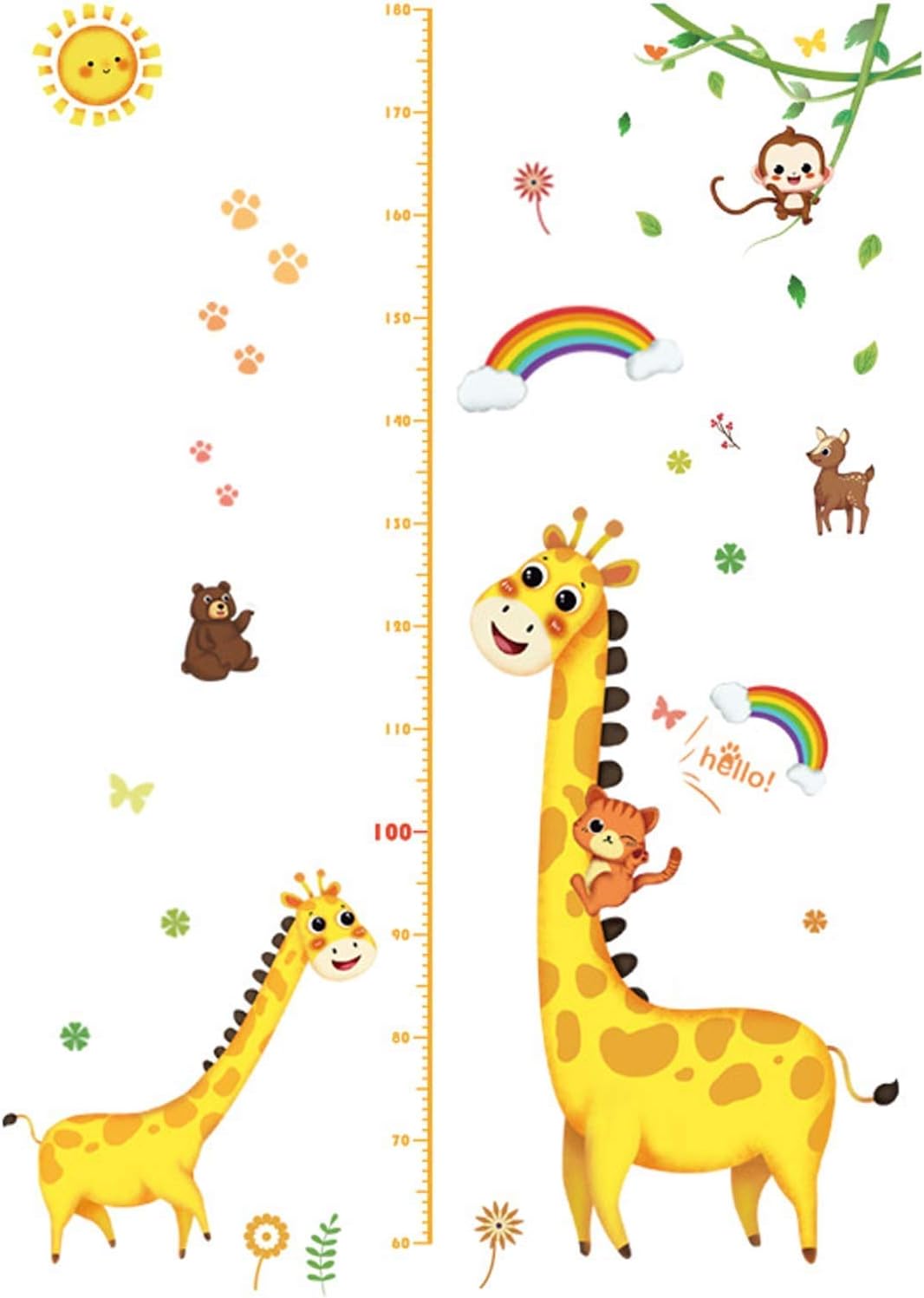 Growth Record Height Chart for Kids Children Growth Chart Wall Sticker ...