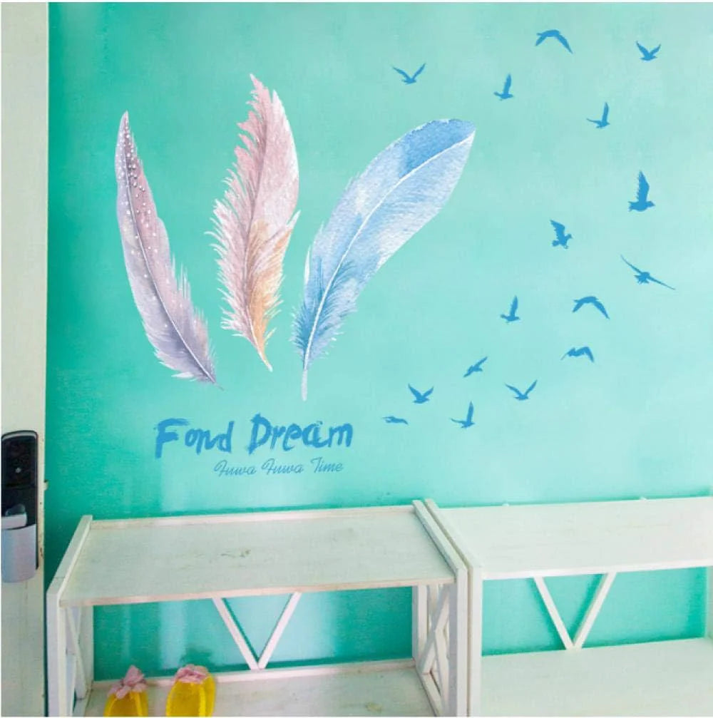 Wall Stickers Murals Living Room Bedroom Home Decoration Wall Sticker Feather Modern Wall Decals Poster Wallpaper size 50x70 xls7215
