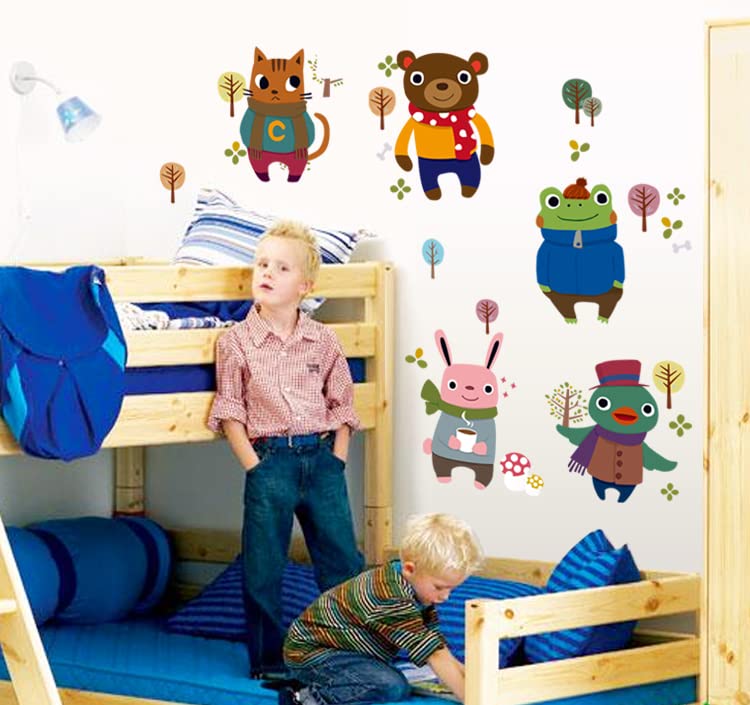 JAAMSO ROYALS DIY Carton Animal Friends Peel and Stick Self Adhesive Wall Sticker for Kids Room Bed Room Wall Decor  size 50x70 ay6043