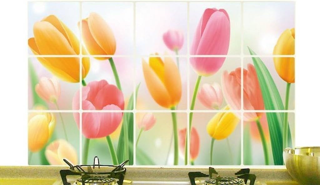 Kitchen Oil Proof Wall Sticker Heat Resistant Waterproof Self Adhesive Backsplash Cover for Kitchen Wall Protection