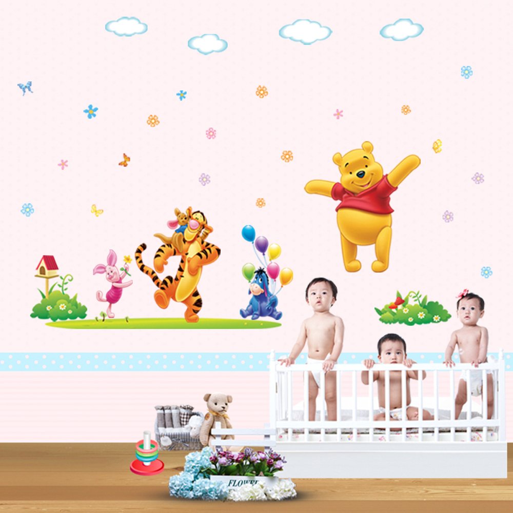Gadfly- Flying Donkey and Winnie the Pooh Peel & Stick Nursery/baby Wall Sticker  size 60x90 dlx131l