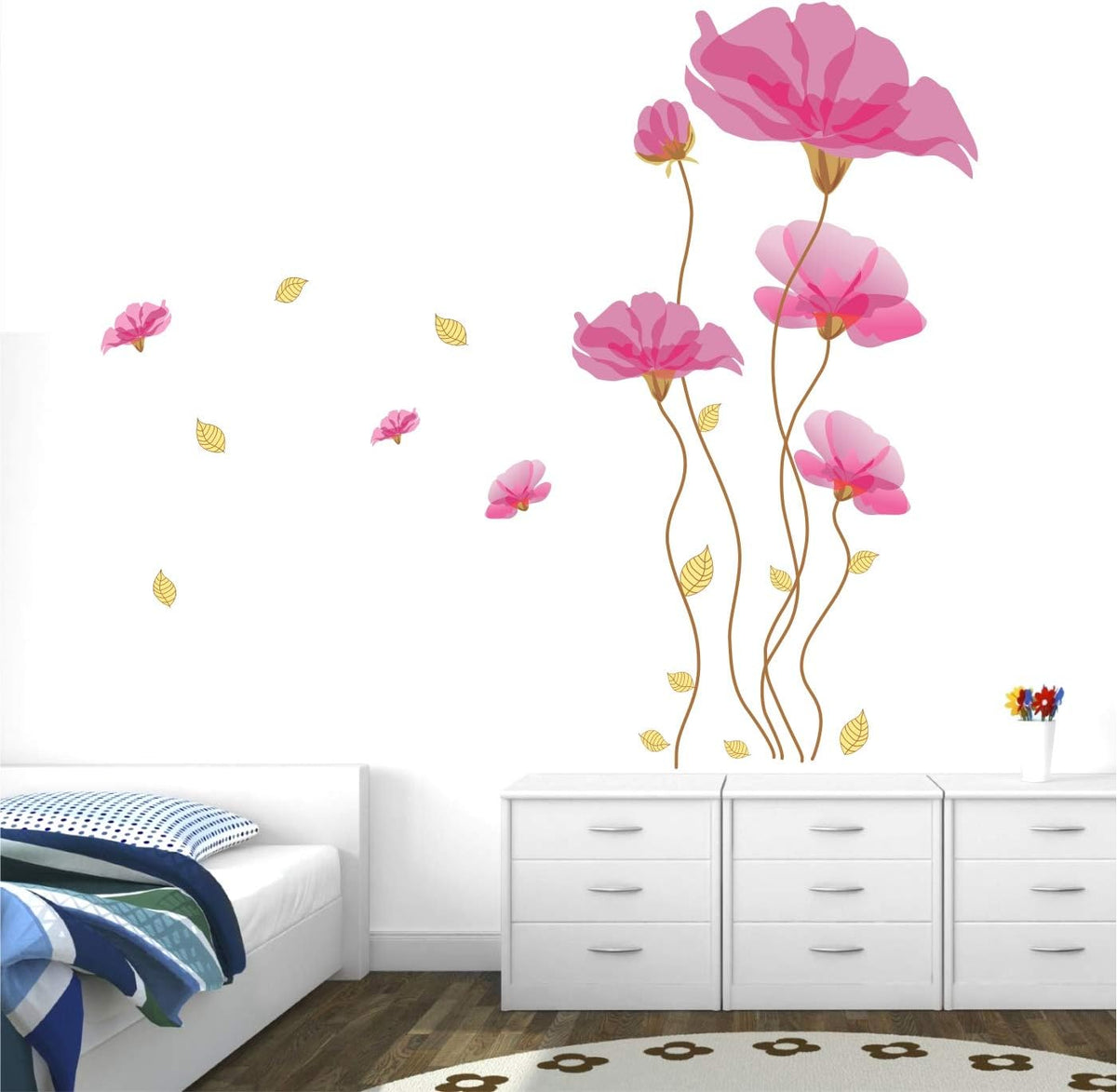 Pink Flower Wall Sticker DM570087 size 50x70 – Loto.pk