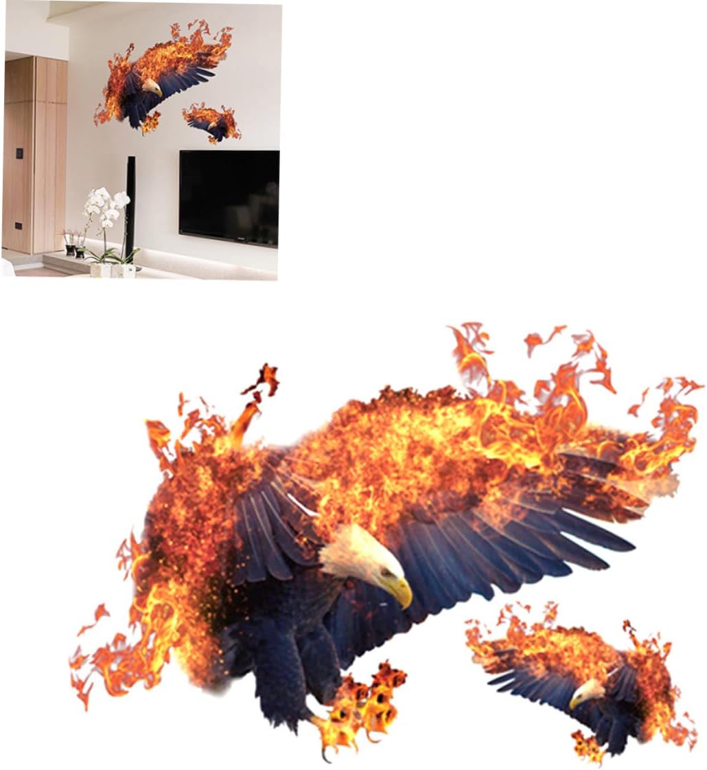 Mikikit Eagle Flame Wall Sticker Removable Mural Decal Eagle Wall Decor for Boys and Girls Bedroom Living Room size 50x70 sk7124
