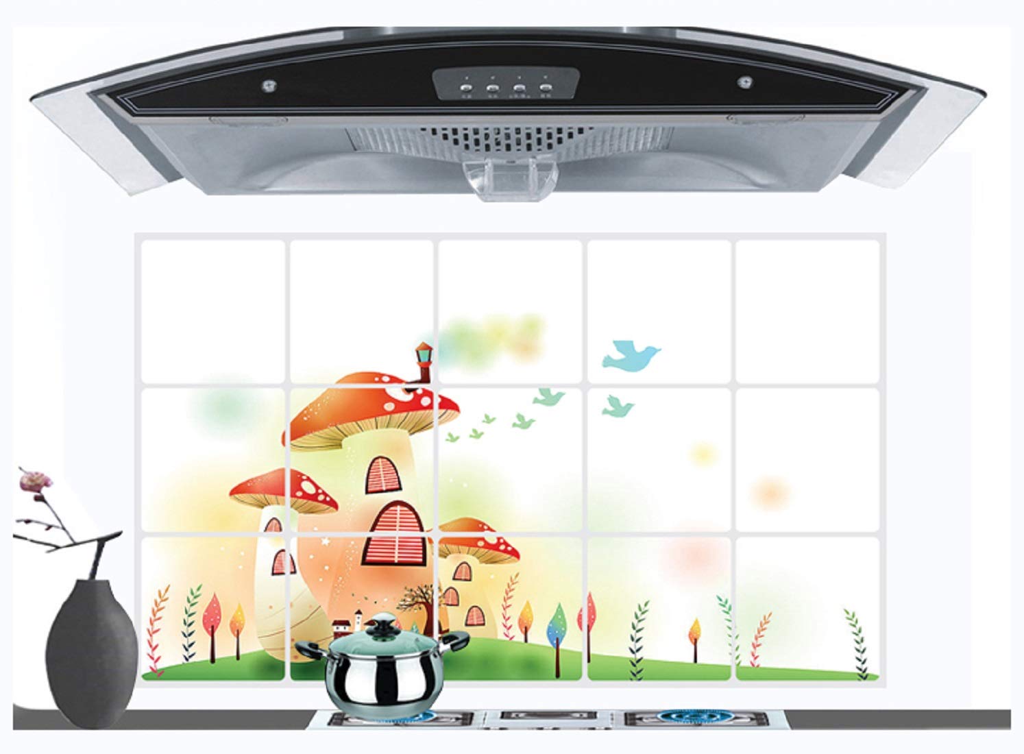 Kitchen Oil Proof Wall Sticker Heat Resistant Waterproof Self Adhesive Backsplash Cover for Kitchen Wall Protection