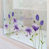 Lovely Lily Flowers and Butterfly Wall Decal DIY Stickers for Home Decor Ay7244