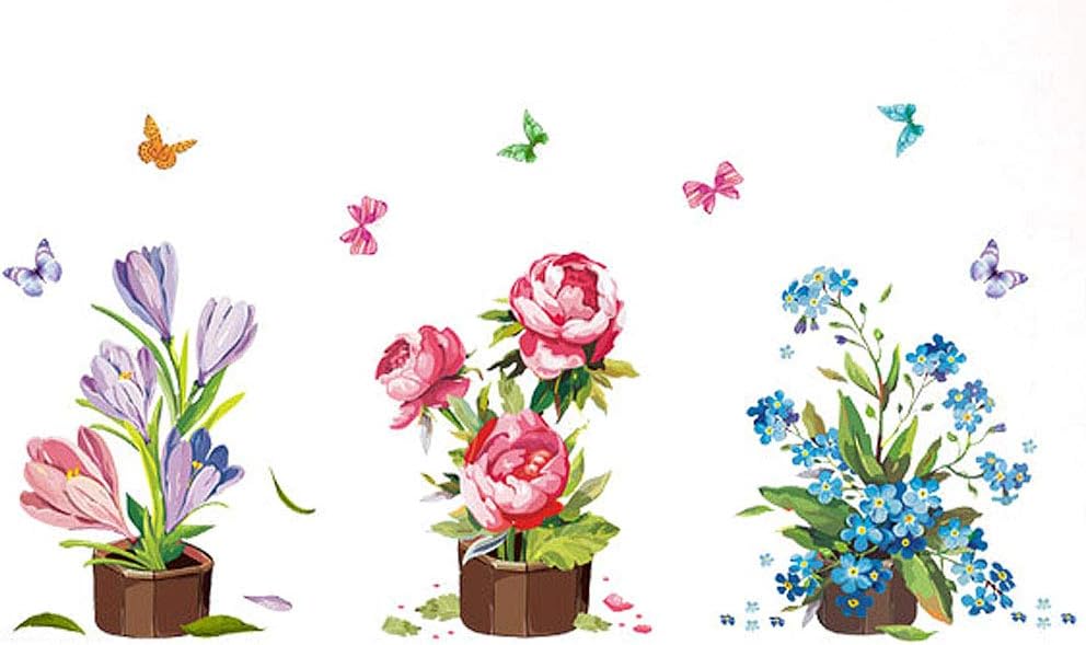 Various Colorful Flowers Tulip Peony Peel and Stick Removable Vinyl Wall Decals for Window Bedrooms Living Rooms Kids Rooms Nursery size 50x70 xls7105