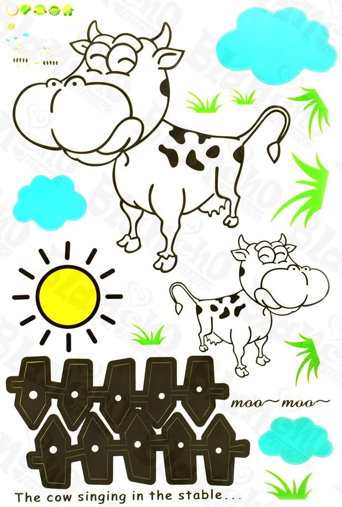 Sunny Vache – Stickers muraux Stickers pour Home D ¨ ¦ cor couleurs mixtes size 60x90 ay1923
