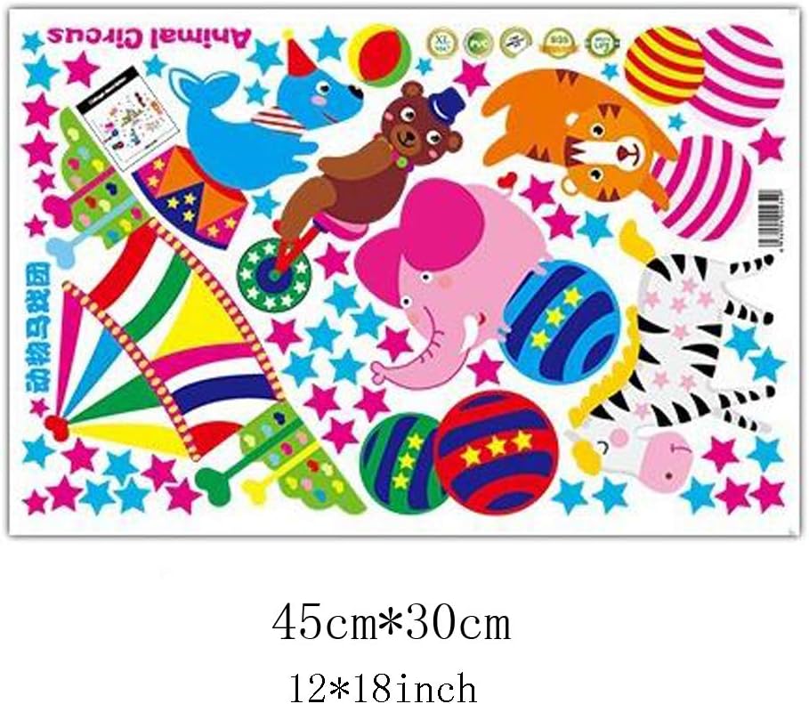 Best Of Best - calcomanía decorativo para pared, diseño de estrellas de circo de animales, extraíble, PVC, murales de papel pintado para niñas, niños, cuarto de estar, baño, cocina, sala de juegos, decoración size 30x45 xl3047