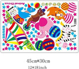 Best Of Best - calcomanía decorativo para pared, diseño de estrellas de circo de animales, extraíble, PVC, murales de papel pintado para niñas, niños, cuarto de estar, baño, cocina, sala de juegos, decoración size 30x45 xl3047