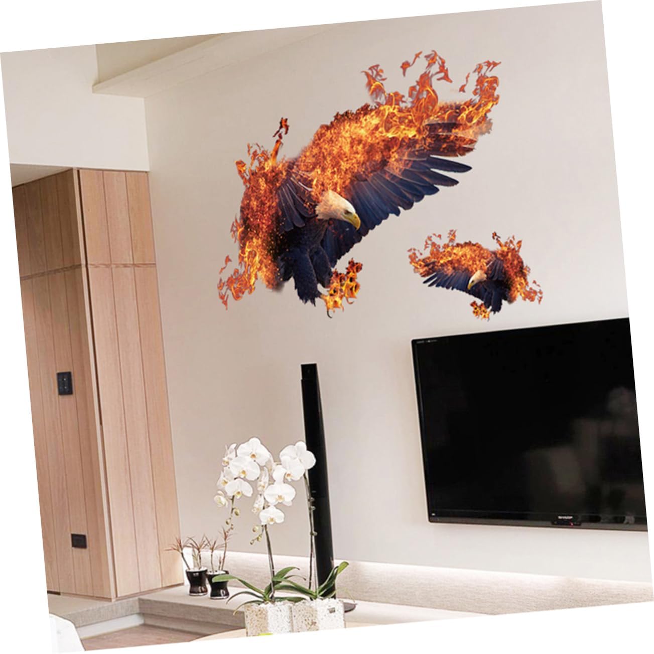Mikikit Eagle Flame Wall Sticker Removable Mural Decal Eagle Wall Decor for Boys and Girls Bedroom Living Room size 50x70 sk7124
