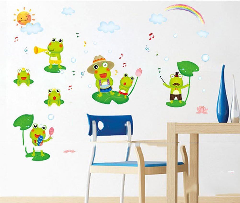 Fange DIY Removable Happy Frog Cartoon Art Mural Vinyl Waterproof Wall Stickers Kids Room Decor Nursery Decal Sticker Wallpaper  size 20x40cm  xy3016