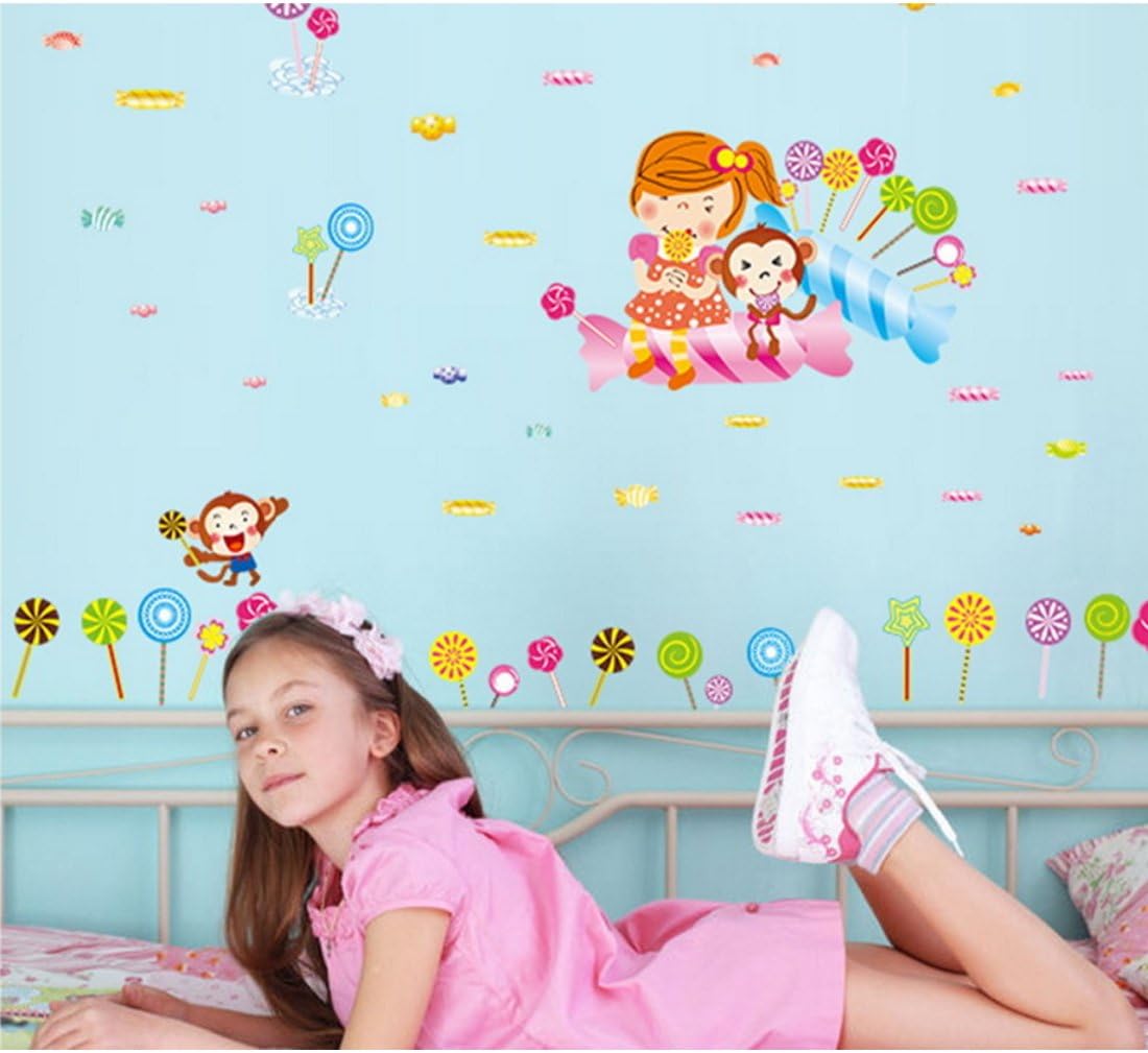 Urocze lizaki dziewczyna naklejki ścienne zdejmowane naklejki ścienne dekoracja domu PCW sztuka mural dziecko chłopcy dziewczynki dzieci sypialnia kuchnia dekoracja naklejki ścienne plakat size 30x35 nc5459c