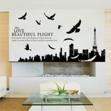 Paris Eiffel Tower living room removable quote vinyl wall decals stickers size 60x90 ay1913