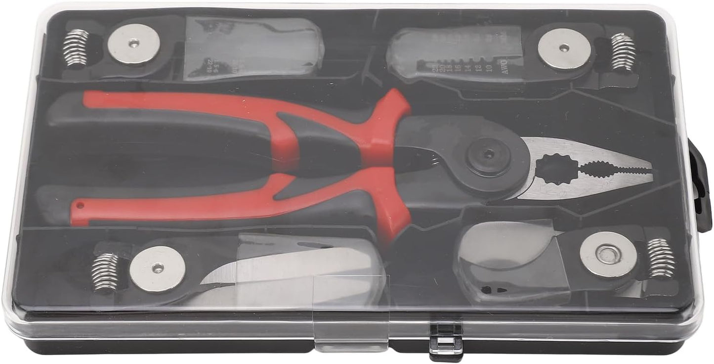 5 in 1 Portable Tool Steel Wire Cutters, 5 Replaceable Heads, Anti Slip TPR Handle, Combination Pliers for Leather Plastic Thin Metal Cutting, Bending, Trimming