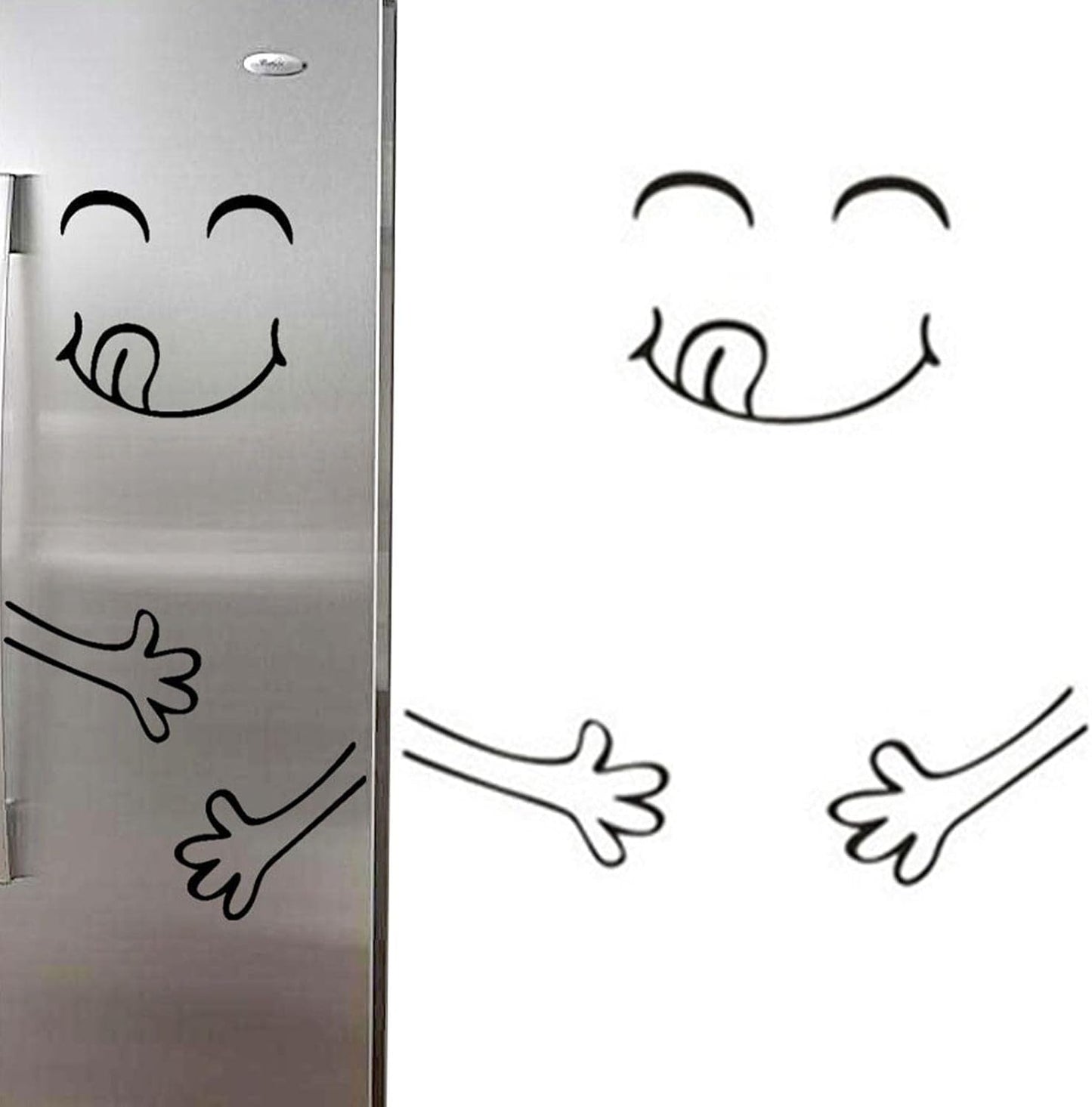 Refrigerator Smile Sticker - Cartoon Small Fridge Sticker - Cute Sticker Fridge Happy Delicious Face Removable Kitchen Fridge Wall Stickers Art Cute Smile Wall Stickers Refrigerator size 15x60 dz026