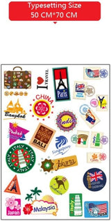 Backpack Suitcase World Travel Country City Decoration Wall Stickers size 50x70 mj7004