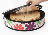 Insulated Large Cotton Roti Cover with Zipper & Handle, Thermal Chapati Storage Bag for Roti, Paratha & Naan