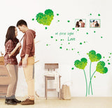 Love Grass Leaf Wall Sticker Green Heart, Photo Frame, Bedroom, Living Room, Wall Decor, Decals size 50x70 ay7176c