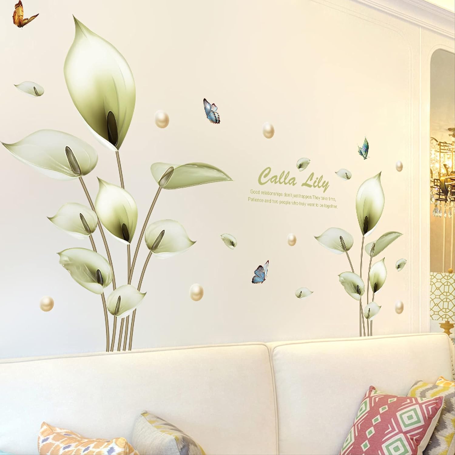 Calla Lily Wall Sticker Bedroom Removable Decorative Sticker  size 60x90 Xl8392