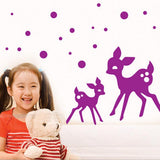 BIBITIME Mom Baby Purple Sika Deer Wall Sticker Polk Dot Decals for Nursery Children Kids Room Decor Study Bedroom Vinyl Art Mural Stickers size 50x70 xh6030