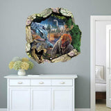 Jurassic Park World Movie Dinosaurs Through Wall Stickers for Kids Rooms Home Decor Wall Decals Mural Poster size 50x50 nc1439