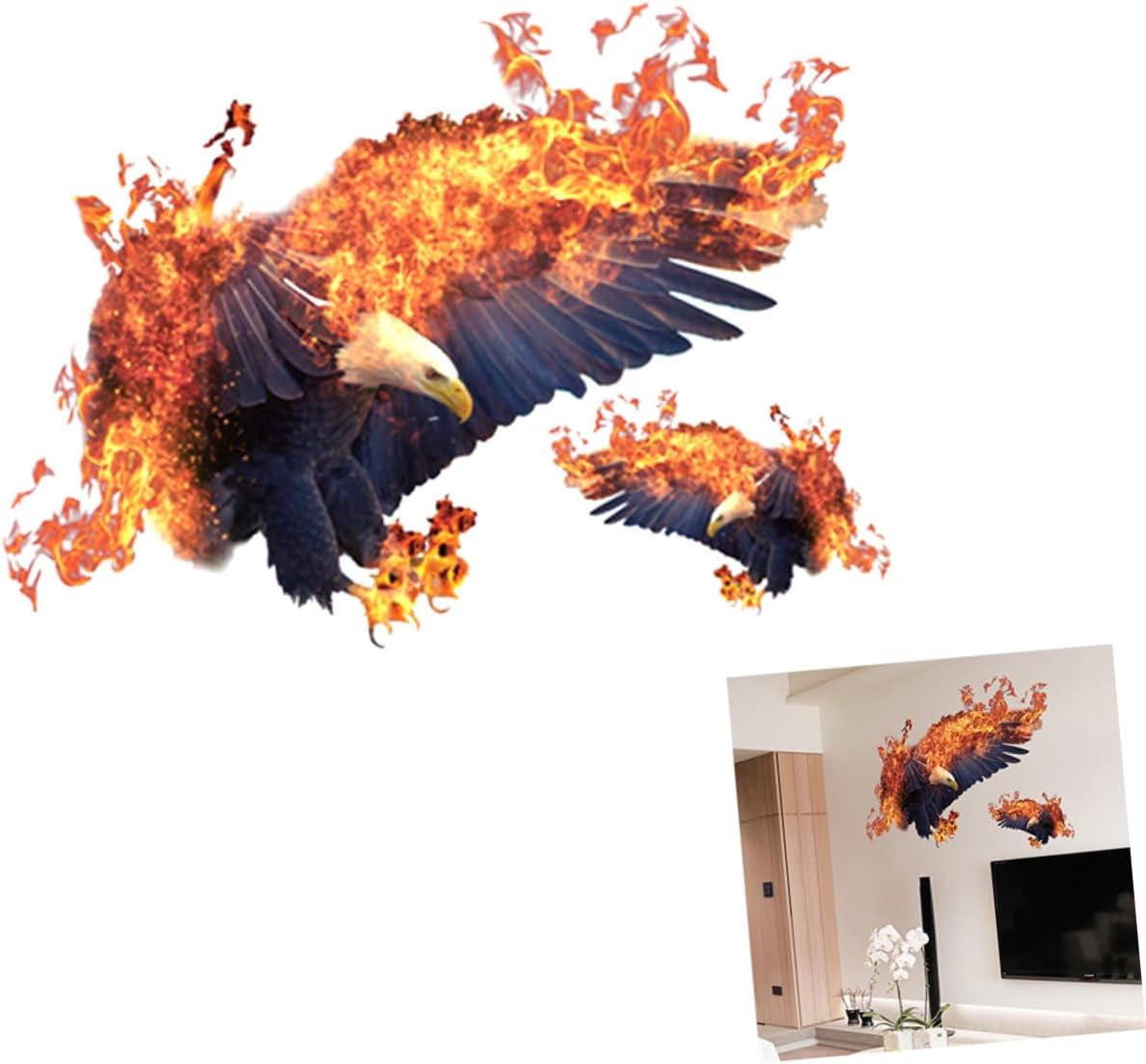 Mikikit Eagle Flame Wall Sticker Removable Mural Decal Eagle Wall Decor for Boys and Girls Bedroom Living Room size 50x70 sk7124
