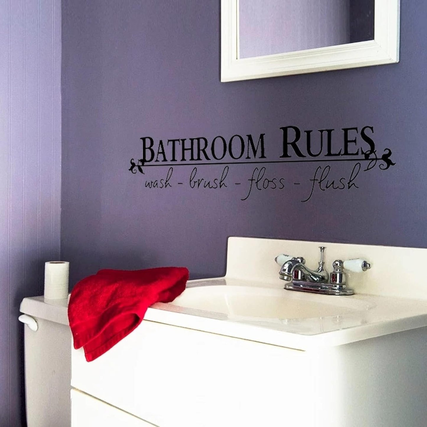 Bathroom Rules Wall Sticker, Minimalism Art Decals for Bathroom Door Home Decorations,PVC Mural Background Removable Stickers size 40x45 dz006