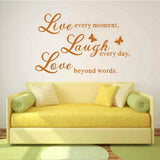Live Love Laugh - Wall Sticker Art Mural Quote Lettering Living Room Decal (Brown, X Large)