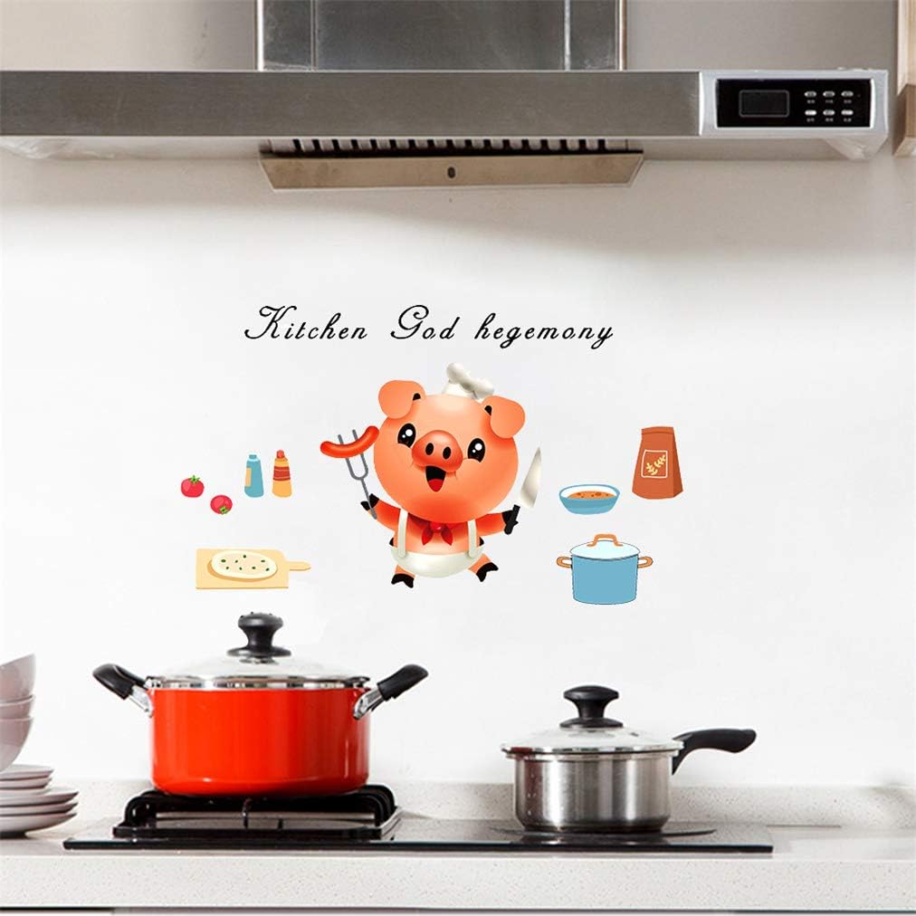 3D Color Wall Stickers Series 1- Kitchen Gad Hegemany, Cute Chef Pig, size 30x90cm nc0038