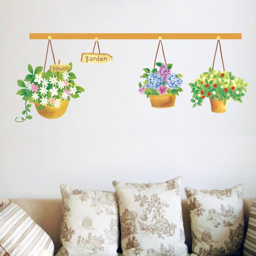 Wall Stickers Corridor Living Room Bedroom Background Wall Decoration Potted Flower Basket Flower Plant size 45x60 ay620