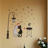 YUANCHENG Cat Wall Sticker For Kids Room Lamp and Butterflies Stickers Decor Decals size 50x70  dm570099