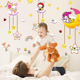 Wallpark Cute Smiling Star Moon Cartoon Rabbit Removable Wall Sticker Decal, Children Kids Baby Home Room Nursery DIY Decorative Adhesive Art Wall Mural size(60x90) xl8073
