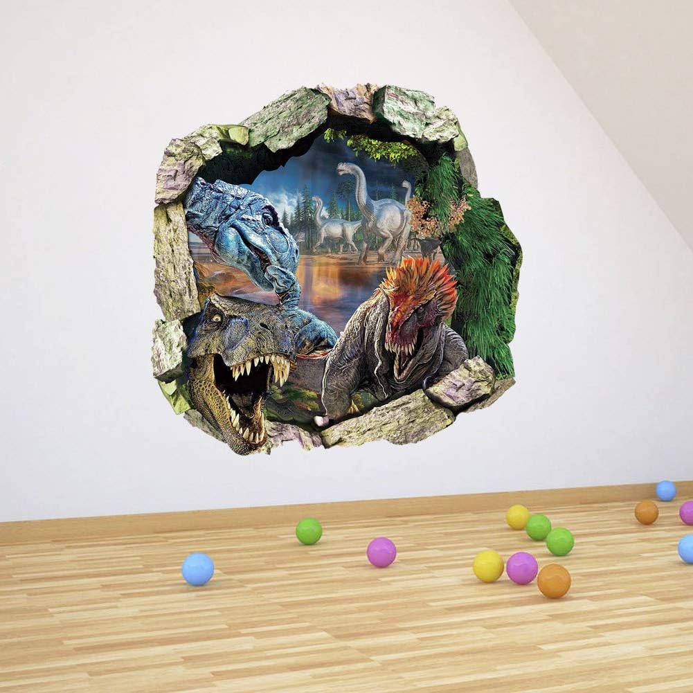 Jurassic Park World Movie Dinosaurs Through Wall Stickers for Kids Rooms Home Decor Wall Decals Mural Poster size 50x50 nc1439