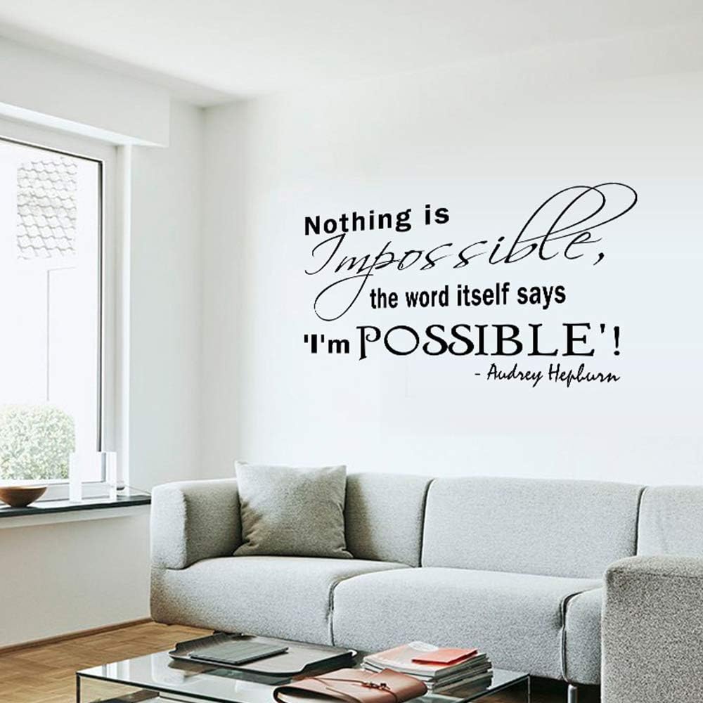 Wall Sticker Nothing is Impossible The Word Itself Says I'm Possible Wall Decal Inspirational Quotes Removable PVC Decoration Home Classroom Office Decor size 45x60cm lm067