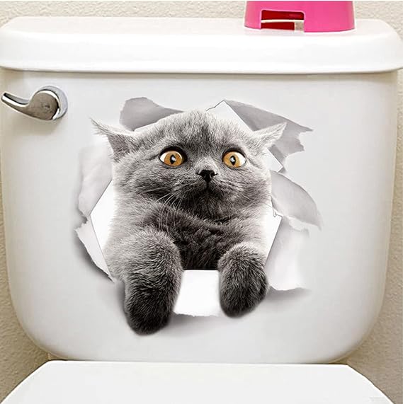 2Pcs 3D Grey Fat Cat Sticker For Car Sticker Kitchen Cabinet Toilet Refrigerator Wall Laptop Decal Funny Car Bumper Sticker 20Cm Car Stickers size 20x20cm xh2007